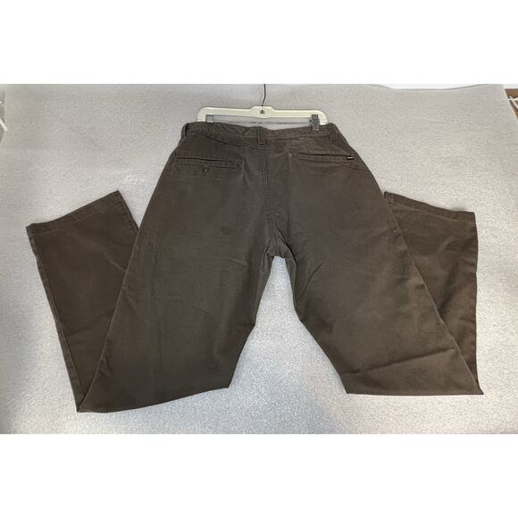 Volcom True To This Chino Pants Sz 34 Brown Casual Straight Leg Flat Front - Picture 8 of 11